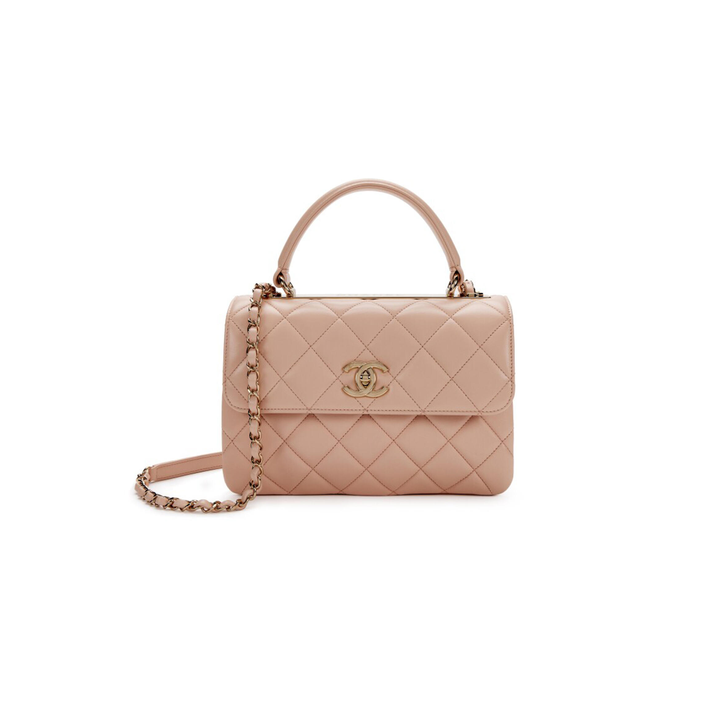 Ch**el quilted lambskin small trendy cc top handle flap bag gold hardware (25*17*9cm)